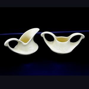 Vintage Ceramic Pioneer Pottery USA Yellow Art Deco Style Creamer and Sugar Set